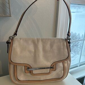 Coach Cream silver wash textile and buff leather Shoulder Bag